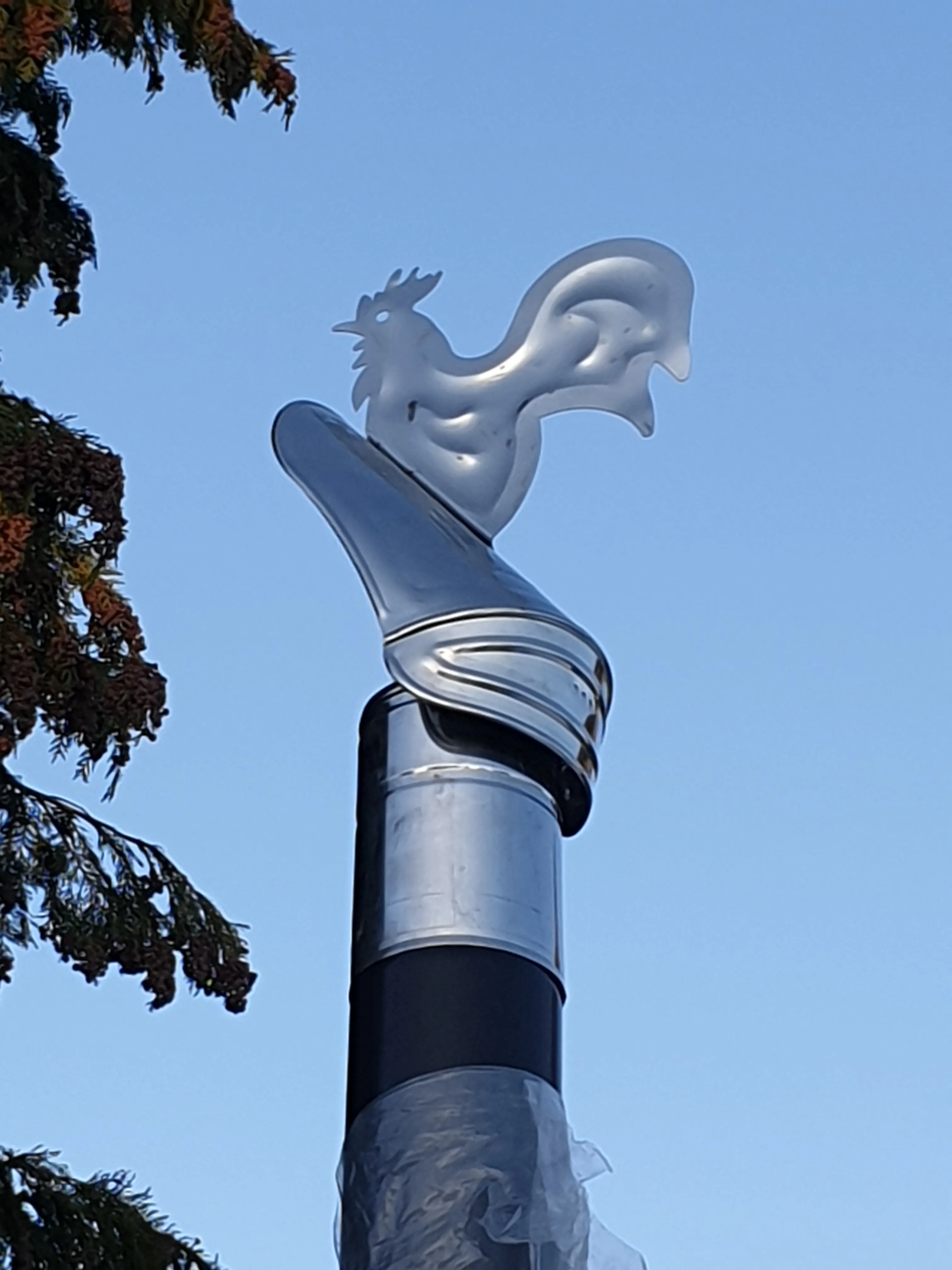 The weathervane on the sauna hut roof